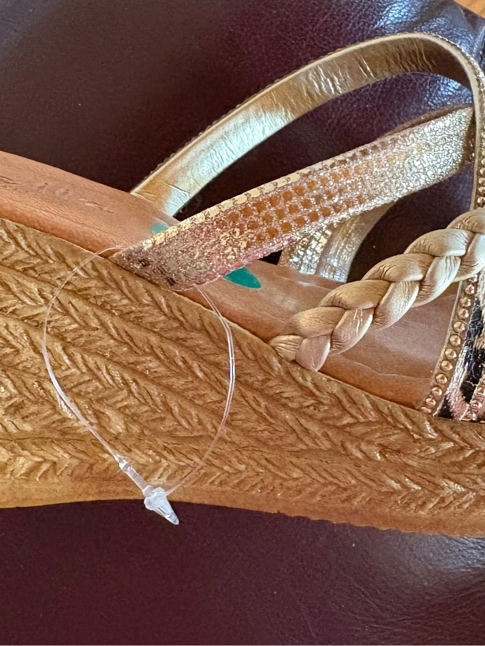 MARELLA Gold Strappy Braided Wedge Mules - Picture 5 of 8